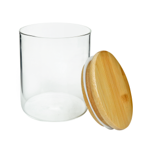 POTE HERMÉTICO DE VIDRO BOROSSILICATO E TAMPA EM BAMBU 450ML - CA16104
