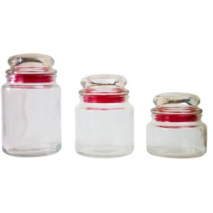 JOGO DE POTE DE VIDRO 03 PEÇAS- VDA04008-VM