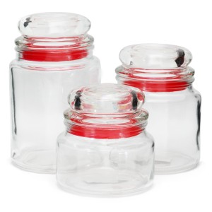 JOGO DE POTE DE VIDRO 03 PEÇAS- VDA04008-VM