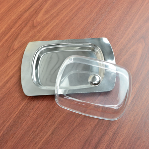 MANTEIGUEIRA DE INOX COM TAMPA DE PLÁSTICO - 1106