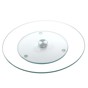PRATO GIRATORIO 360 GRAUS EM VIDRO E METAL LISO 60 CM