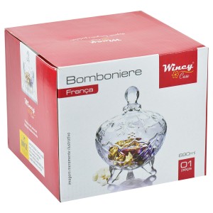 BOMBONIERE DE VIDRO 690 ML FRANÇA FRUIT 19 X 15 X 15 CM