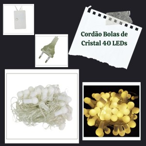 CORDÃO BOLAS CRISTAIS 40 LEDS WARM 8F BIVOLT - 88184