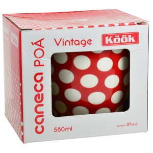 CANECA MINI SOPEIRA EM PORCELANA POA VINTAGE VERMELHO 580 ML