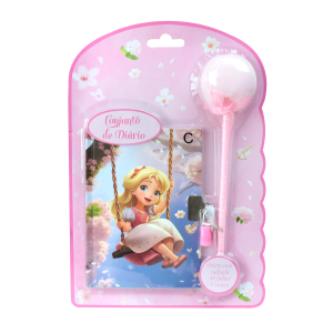 DIÁRIO DA MENINA NO BALANÇO COM CADEADO E CANETA POMPOM 48 FOLHAS - SXFS14068-C