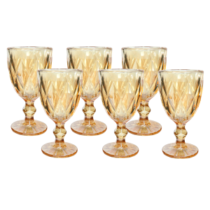 JOGO DE TAÇAS DE VIDRO ÂMBAR COM 6 PEÇAS 330ML- CA16183-AM