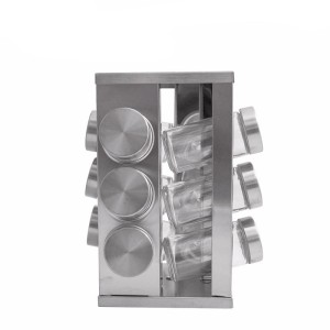 PORTA TEMPERO DE VIDRO COM SUPORTE EM INOX 12 PEÇAS 3750