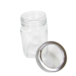 JOGO 3 POTES DE VIDRO CONDIMENTO COM TAMPA INOX - 4063