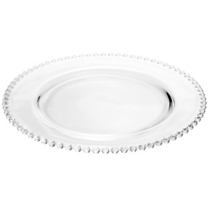 SOUSPLAT DE VIDRO TRANSPARENTE COM DETALHES NA BORDA 32CM - N57676