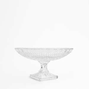 FRUTEIRA DE VIDRO TRANSPARENTE COM PÉ DE VIDRO QUADRADO 16,5X32 - N57673