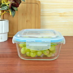 POTE DE VIDRO QUADRADO COM TAMPA 800ML - CA12227-AZ