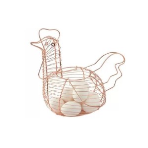 PORTA OVOS DE METAL EM FORMATO DE GALINHA GOLD ROSE 27X24CM - 97567