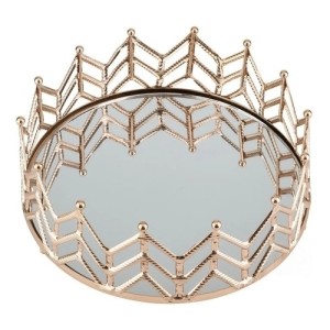 BANDEJA DE METAL EM FORMA DE COROA COM ESPELHO 8X26CM - 2993