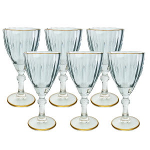 JOGO DE TAÇA DE VIDRO COM BORDA DOURADA 6PÇS 210ML - CA16187-CZCL