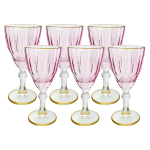 JOGO DE TAÇA DE VIDRO COM BORDA DOURADA 6PÇS 210ML - CA16187-RS