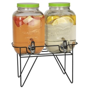 CONJUNTO DE SUQUEIRA DUPLA 2 LITROS CADA COM SUPORTE TAMPA VERDE VDS50013-VD