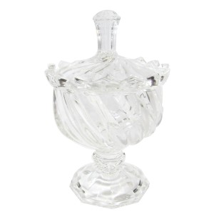 BOMBONIERE DE VIDRO COM HASTE E TAMPA 10 X 14,5 CM - UH0100-P-B