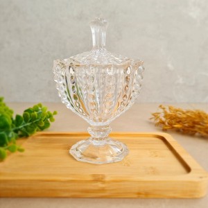 MINI BOMBONIERE DE VIDRO COM TAMPA COM PEDESTAL 9,5X14,5CM - CA16167-A