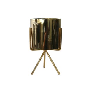 VASO DE RESINA COM SUPORTE DE METAL 8.2X14,5CM - 3070