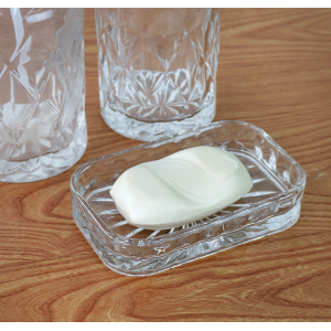 JOGO DE BANHEIRO DE VIDRO EM ALTO RELÊVO 3 PÇS 420 ML - 3410