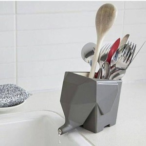 ESCORREDOR DE TALHERES E ESCOVA DE DENTES MULTIUSO ELEFANTE CINZA - DX801-CZ