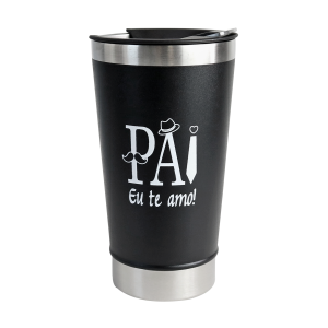 COPO TÉRMICO DE INOX COM TAMPA E ABRIDOR 