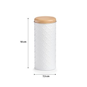 POTE DE METAL EM ESTAMPA GEOMÉTRICA COM TAMPA 7,5X18CM 700 ML - 2358