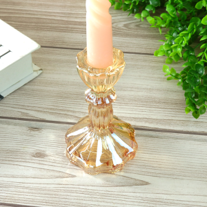 CASTIÇAL DE VIDRO NA COR ÂMBAR SODO CALCICO 6,5X11CM - CA16237