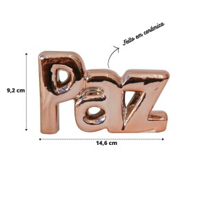 ENFEITE DECORATIVO DE CERÂMICA COM A PALAVRA PAZ - 3073-GR