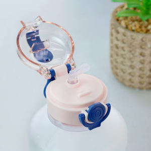 GARRAFA DE PLÁSTICO POLICARBONATO REDONDA COM CANUDO 1000ML - 4638-RS