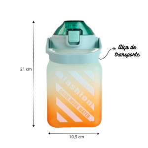 GARRAFA DE PLÁSTICO QUADRADA COM CANUDO E ALÇA 1,5LITROS - 4171-VD