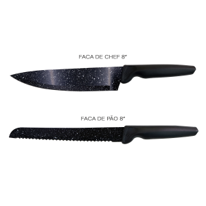 JOGO DE FACA DE COZINHA COM DESCASCADOR EM AÇO INOX 6PÇS - 3828