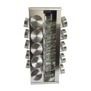 PORTA TEMPEROS GIRATORIO EM INOX COM 20 PEÇAS
