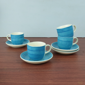 JOGO DE XÍCARAS COM PIRES DE CERÂMICA 8 PEÇAS 100ML - CA18071-AZ