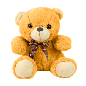 URSINHO DE PELÚCIA COM LAÇO DE POLIESTER 23CM - FC2700-CARAMELO