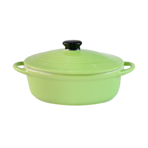 MINI PANELA DE CERÂMICA OVAL COM TAMPA 18,5X10,5X9CM - 210557-VD