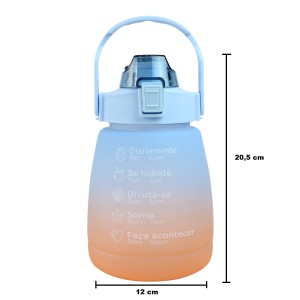 GARRAFA DE PLÁSTICO REDONDA COM CANUDO E ALÇA 1200ML - F1903-AZ