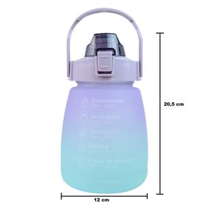 GARRAFA DE PLÁSTICO REDONDA COM CANUDO E ALÇA 1200ML - F1903-LL