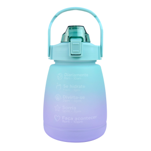 GARRAFA DE PLÁSTICO REDONDA COM CANUDO E ALÇA 1200ML - F1903-VD