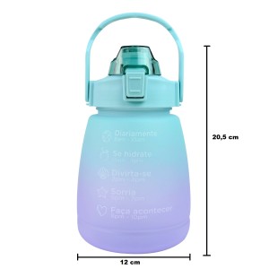 GARRAFA DE PLÁSTICO REDONDA COM CANUDO E ALÇA 1200ML - F1903-VD