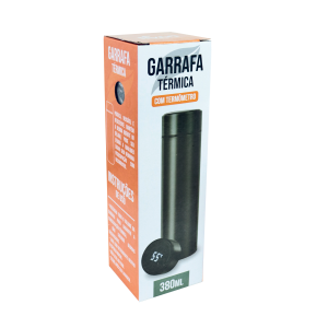 GARRAFA ISOTERMICA AÇO COM INFUSOR E VISOR TOUCH EM LED 380ML - 5243-PT