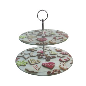 BANDEJA DE VIDRO 2 ANDARES PARA DOCES - MODELO A - 4142-A