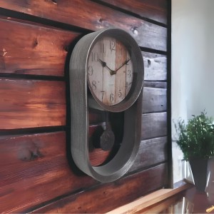 RELÓGIO DE PAREDE DE PLÁSTICO MODELO RETRO COM PÊNDULO ATIVO 38X20,3CM - FCL2498