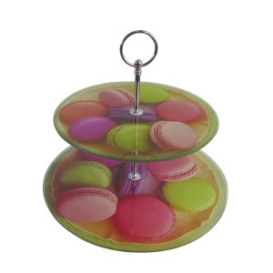 BANDEJA DE VIDRO 2 ANDARES PARA DOCES - MODELO D - 4142-D