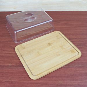 PORTA FRIOS DE BAMBU COM TAMPA DE PLÁSTICO 26X19,5CM - 6549-1