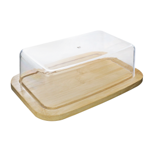 MANTEIGUEIRA DE BAMBU COM TAMPA DE PLÁSTICO 19X12,5CM - 6548