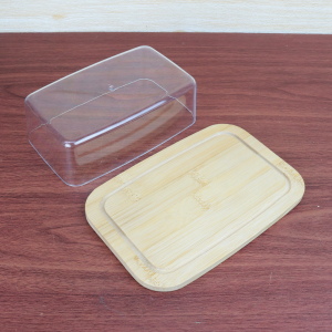 MANTEIGUEIRA DE BAMBU COM TAMPA DE PLÁSTICO 19X12,5CM - 6548