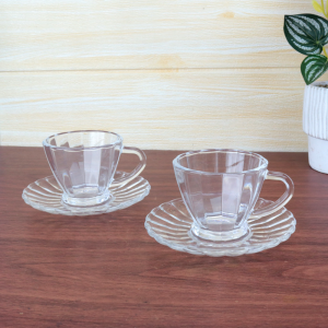 JOGO 6 XÍCARAS E 6 PIRES DE VIDRO PARA CAFÉ 76ML - DT24264