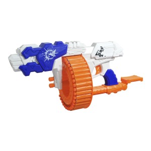 PISTOLA LANÇADOR SUPER SHOOT TURBO TAMBOR GIRATÓRIO + 40 DARDOS COM INMETRO