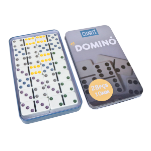 JOGO DOMINO 10MM  PLASTICO NA LATA 28 PECAS - 1914